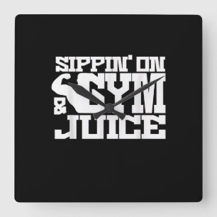 Sippin On Gym- Juice - Mens Workout Shirts Funny Square Wall Clock