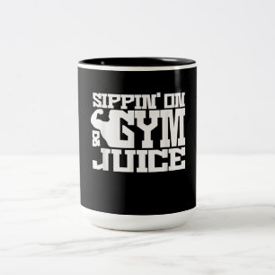 Sippin On Gym- Juice - Mens Workout Shirts Funny Two-Tone Coffee Mug