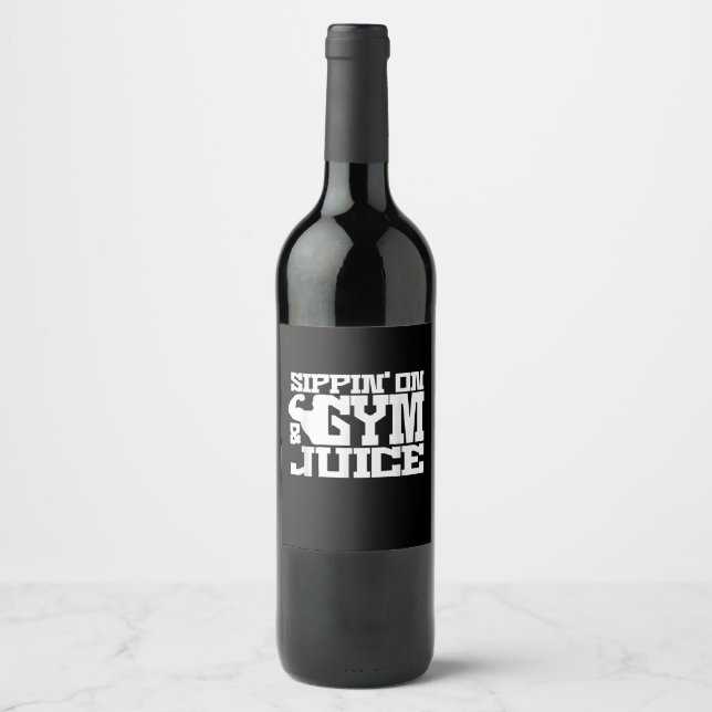 Sippin On Gym Juice - Mens Workout Shirts Funny Wine Label (Front)
