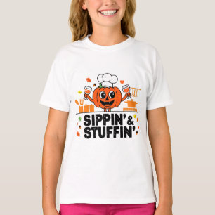 Sippin’ & Stuffin’ Funny Thanksgiving Cooking T-Shirt