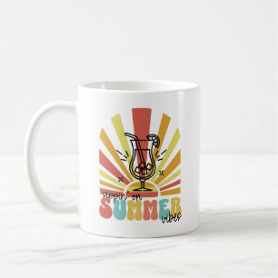 Sipping On Summer Vibes, Retro Sun, Cocktail Glass Coffee Mug