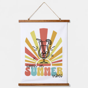 Sipping On Summer Vibes, Retro Sun, Cocktail Glass Hanging Tapestry