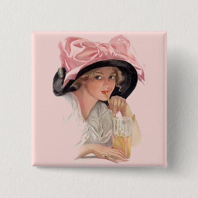 Sipping Soda 15 Cm Square Badge (Front)