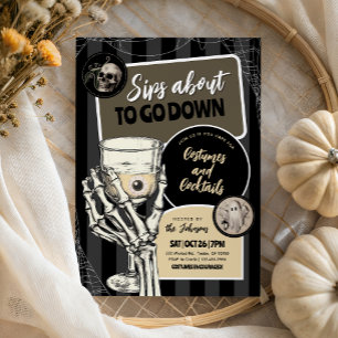 Sips About To Go Down Adult Halloween Party Invitation