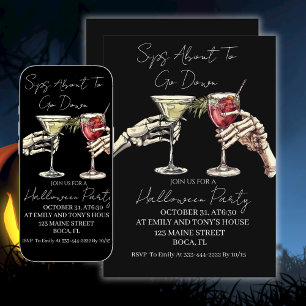 Sips About To Go Down Halloween Party  Invitation