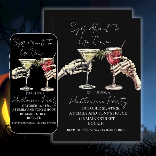 Sips About To Go Down Halloween Party  Invitation (Creator Uploaded)