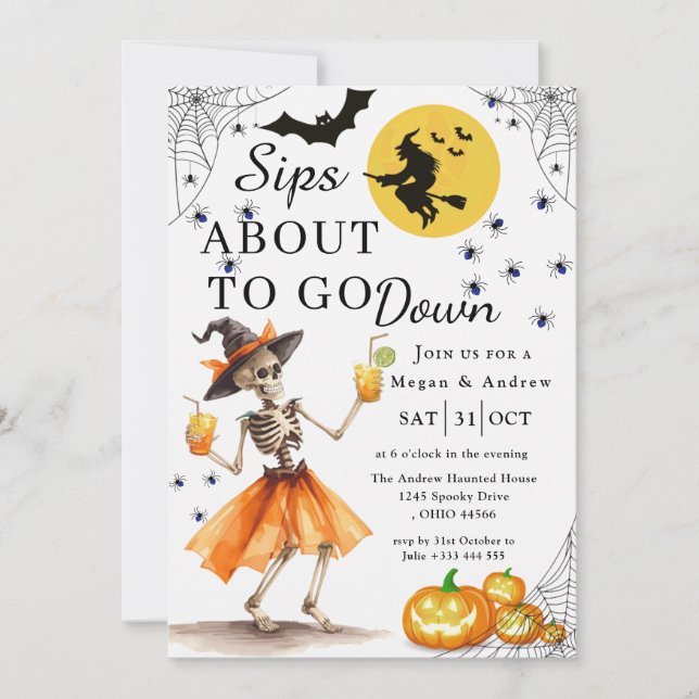 sips about to go down Party Halloween Invitation (Front)