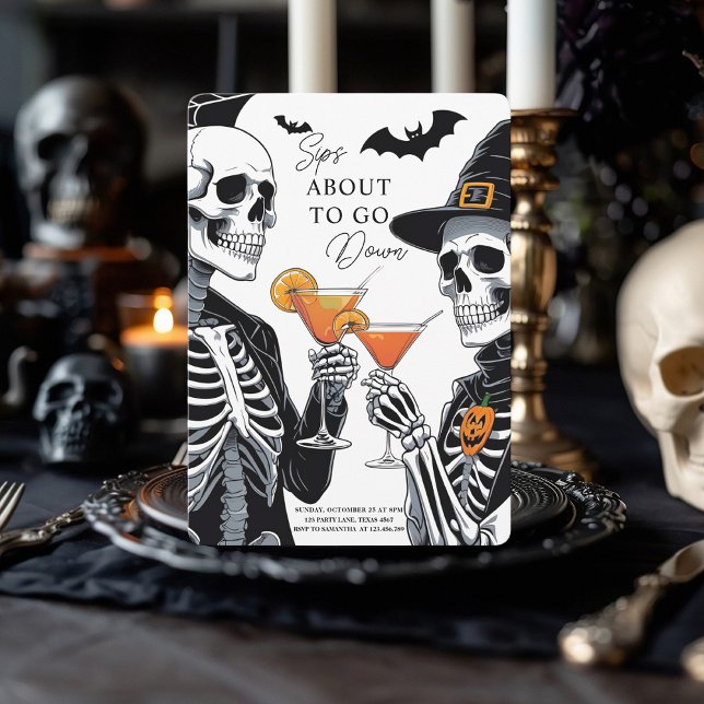 Sips About to Go Down | Skeleton Halloween Holiday Card (Creator Uploaded)