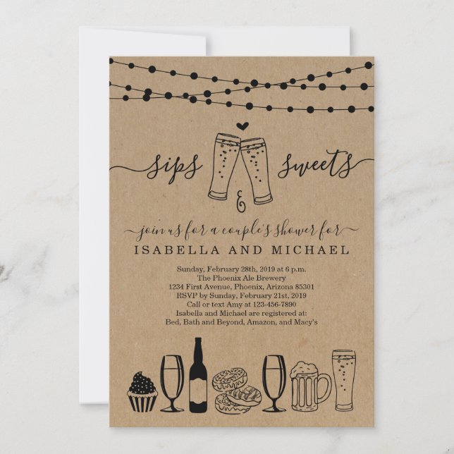 Sips and Sweets Beer and Desserts Invitation (Front)