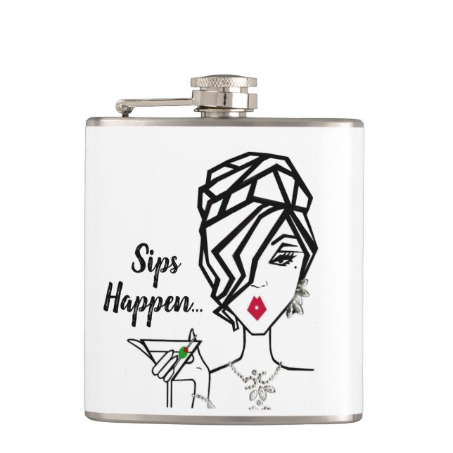 “Sips Happen…” DIVA Flask (Front)