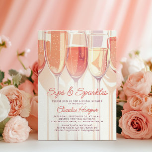 Sips Sparkles Champagne Bridal Shower Invitation