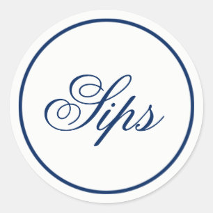 "Sips" Wedding Favour & Welcome Bag Sticker - Navy
