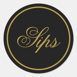 "Sips" Wedding Sticker - Black Gold