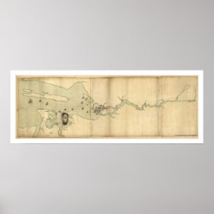 Sir Collyer's Fleet on Penobscot River Map - 1779 Poster