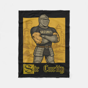 Sir Curity Funny Security Pun Knight Mediaeval Mem Fleece Blanket