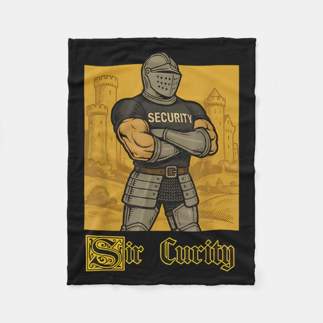 Sir Curity Funny Security Pun Knight Mediaeval Mem Fleece Blanket (Front)