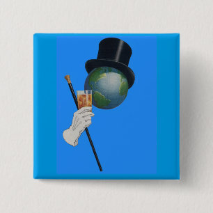Sir Earth is having a cocktail 15 Cm Square Badge
