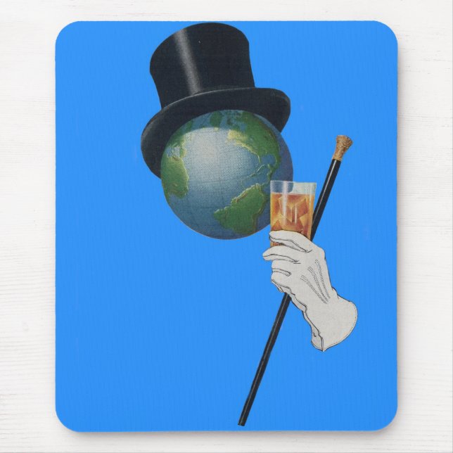 Sir Earth is having a cocktail Mouse Mat (Front)