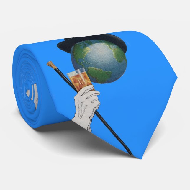 Sir Earth is having a cocktail print Tie (Rolled)