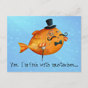 Sir Fishy Moustached Fish Postcard