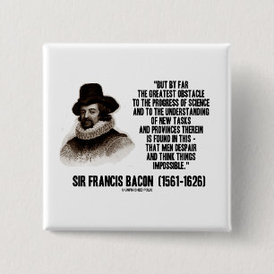 Sir Francis Bacon Obstacle Progress Of Science 15 Cm Square Badge