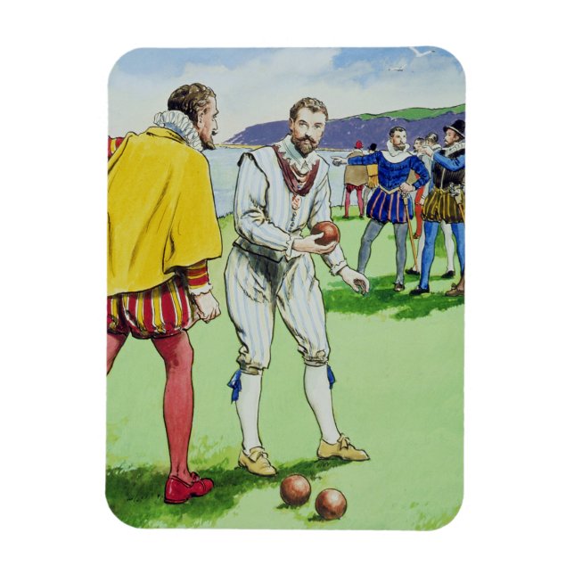 Sir Francis Drake (1540/3-96) playing bowls, from Magnet (Vertical)