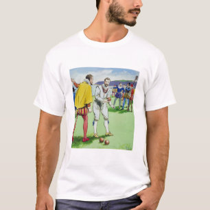 Sir Francis Drake (1540/3-96) playing bowls, from T-Shirt