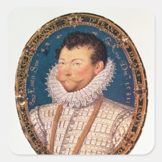 Sir Francis Drake, 1581 Square Sticker (Front)