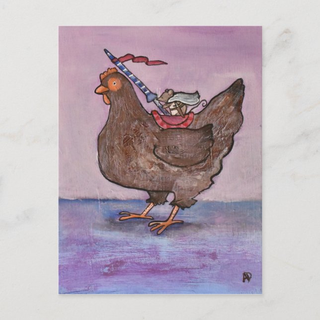 Sir Greymouse Mouse Knight Chicken Storybook Art Postcard (Front)