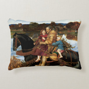 Sir Isumbras at the Ford c. 1857 by John Millais Decorative Cushion