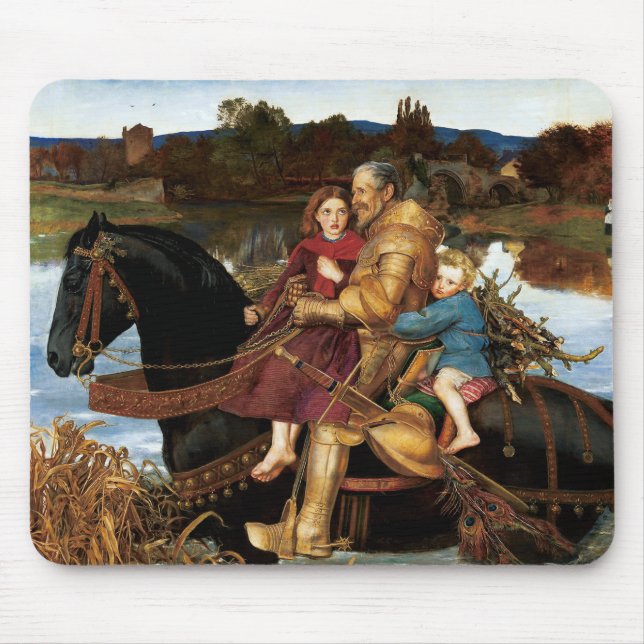 Sir Isumbras at the Ford c. 1857 by John Millais Mouse Mat (Front)