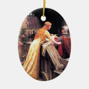 Sir Lancelot and Guinevere on the Stairs Ceramic Tree Decoration
