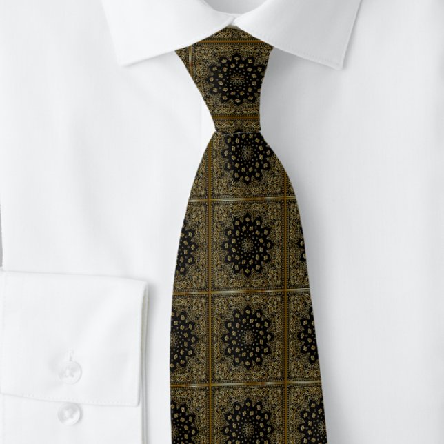 Sir Paisley Brown Black Grid Tie (Creator Uploaded)