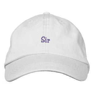 Sir Printed Custom Cap Text White Elegant Hat