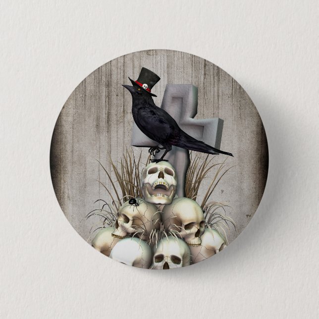 Sir Raven Skully 6 Cm Round Badge (Front)