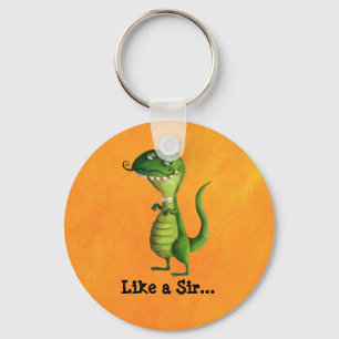 Sir T-rex with Moustaches Key Ring