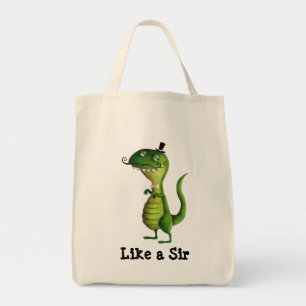 Sir T-rex with Moustaches Tote Bag