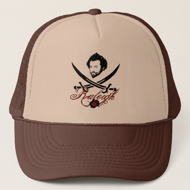 Sir Walter Raleigh Pirate Insignia Trucker Hat (Front)