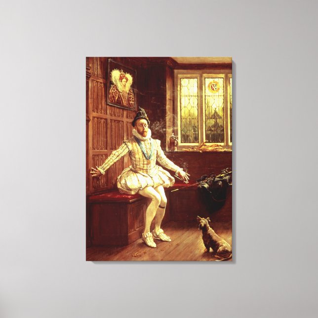 Sir Walter Raleigh's  First Smoke Canvas Print (Front)