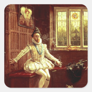 Sir Walter Raleigh's  First Smoke Square Sticker