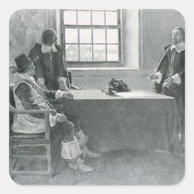 Sir William Berkeley Surrendering Square Sticker (Front)