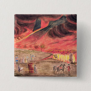 Sir William Hamilton  Studying the Eruption 15 Cm Square Badge
