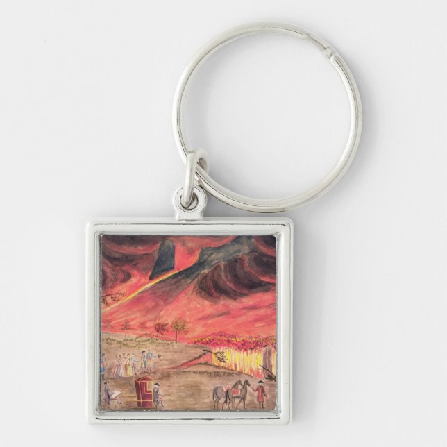 Sir William Hamilton  Studying the Eruption Key Ring (Front)