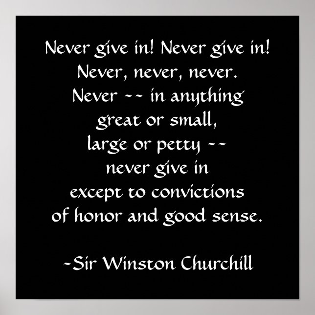 Sir Winston Churchill Quotation by SRF Poster (Front)