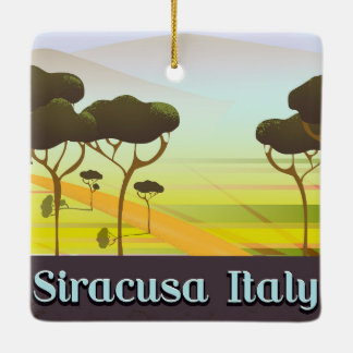 Siracusa Italy landscape travel poster. Ceramic Tree Decoration