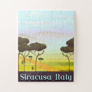 Siracusa Italy landscape travel poster. Jigsaw Puzzle