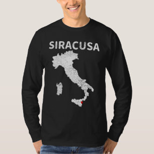 Siracusa Sicilia Sicily Italia Italy Map Love Hear T-Shirt