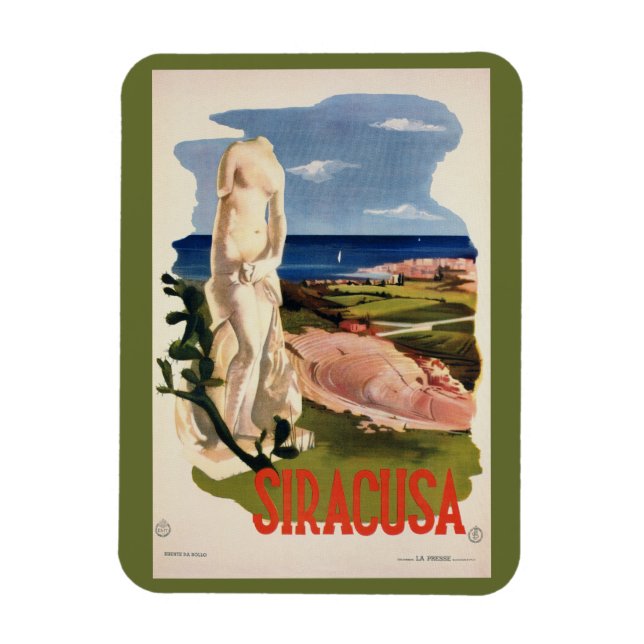 Siracusa Syracuse Italy vintage Italian travel Magnet (Vertical)