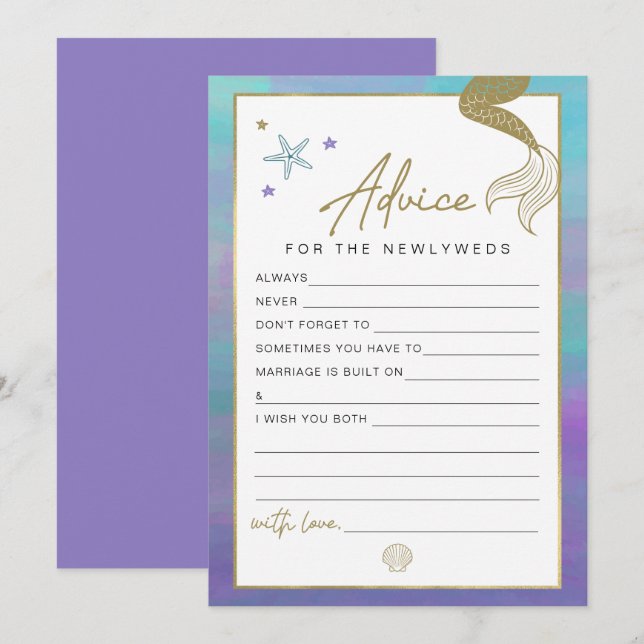 SIREN Mermaid Newlywed Advice and Wishes Game Card (Front/Back)