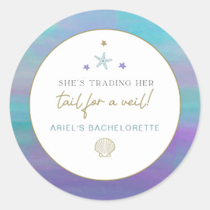 SIREN Mermaid Tail for a Veil Bachelorette Ocean Classic Round Sticker